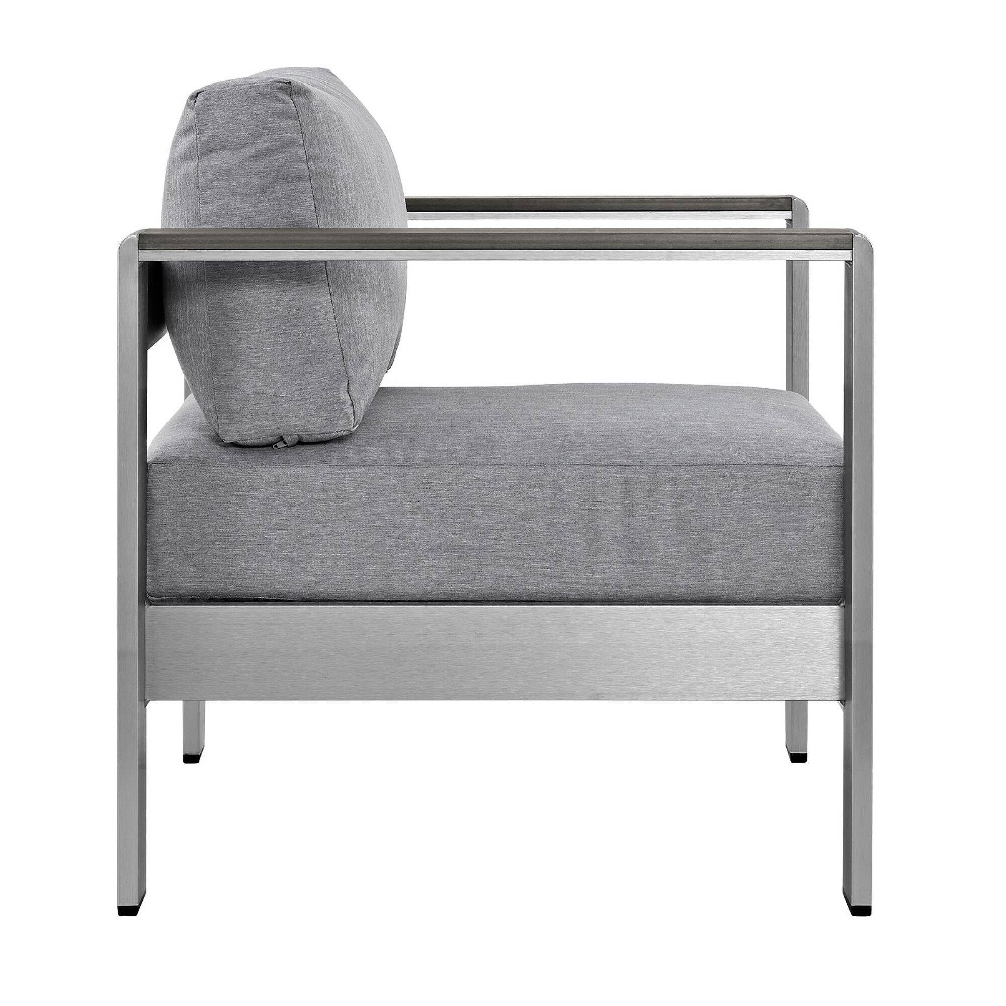 Alt View 1. Modway - Shore 3 Piece Outdoor Patio Aluminum Set by Modway - Silver Gray.