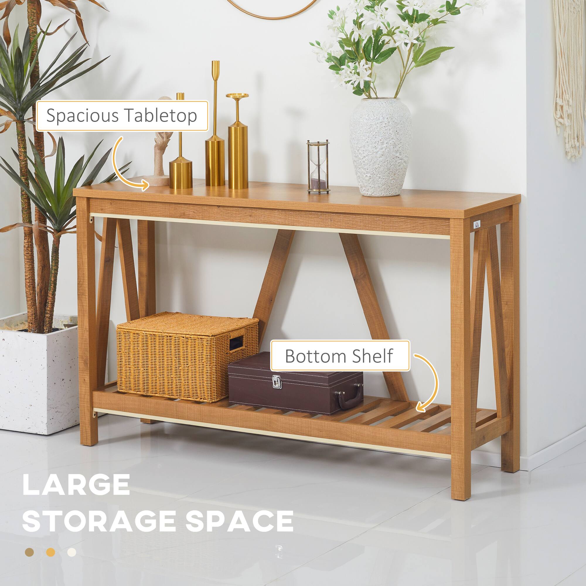 Spacious Tabletop  
Bottom Shelf  
Large Storage Space