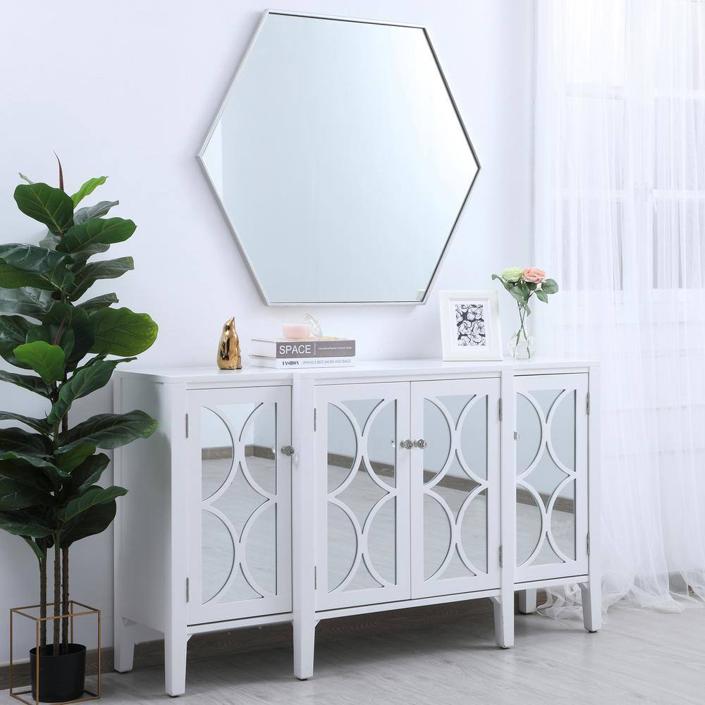 Alt View 7. Elegant Decor - Metal frame hexagon mirror 41 inch in silver - Silver.