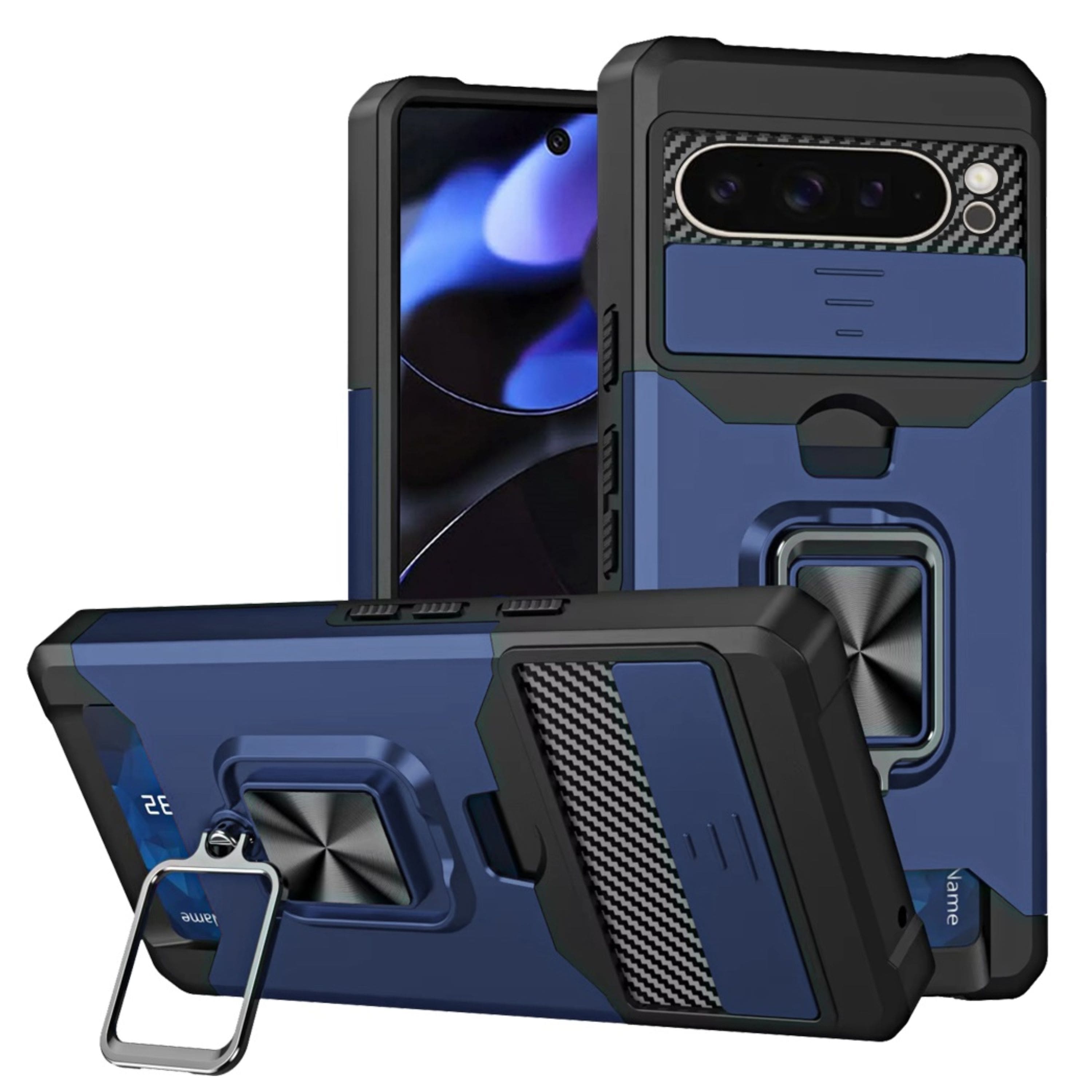 Kitcheniva - Multi-Use Card Holder Lens Cover Phone Case With Tempered Glass For Google Pixel 10/10 Pro - Blue price history on PriceWatchPro