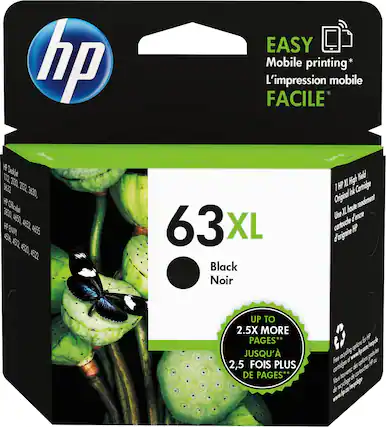 Front. HP - 63XL High-Yield Ink Cartridge - Black.