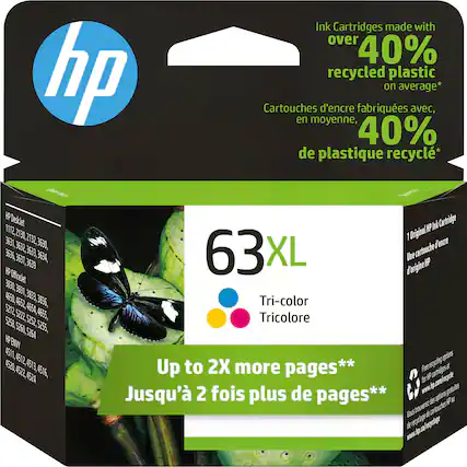 Front. HP - 63XL High-Yield Ink Cartridge - Tri-Color.
