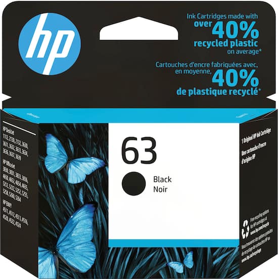 HP 63 Original Inkjet Ink Cartridge - Black - 1 Pack - HEWF6U62AN, HEW  F6U62AN - Office Supply Hut