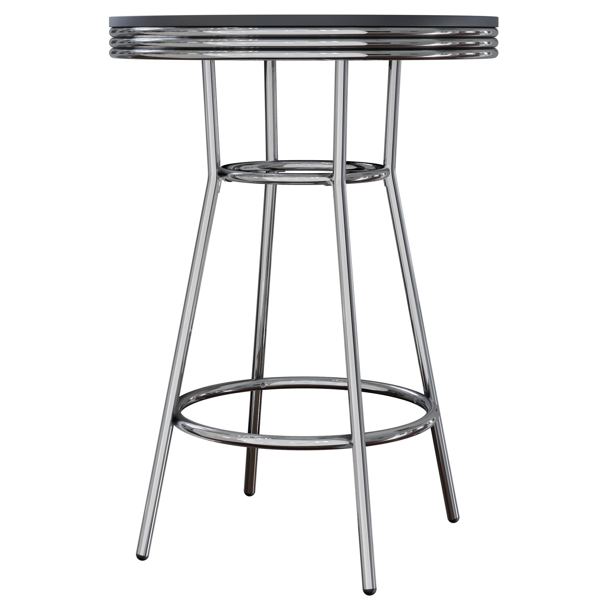 Alt View 1. Winsome Wood - Summit Round High Table - Black/Bright Chrome.