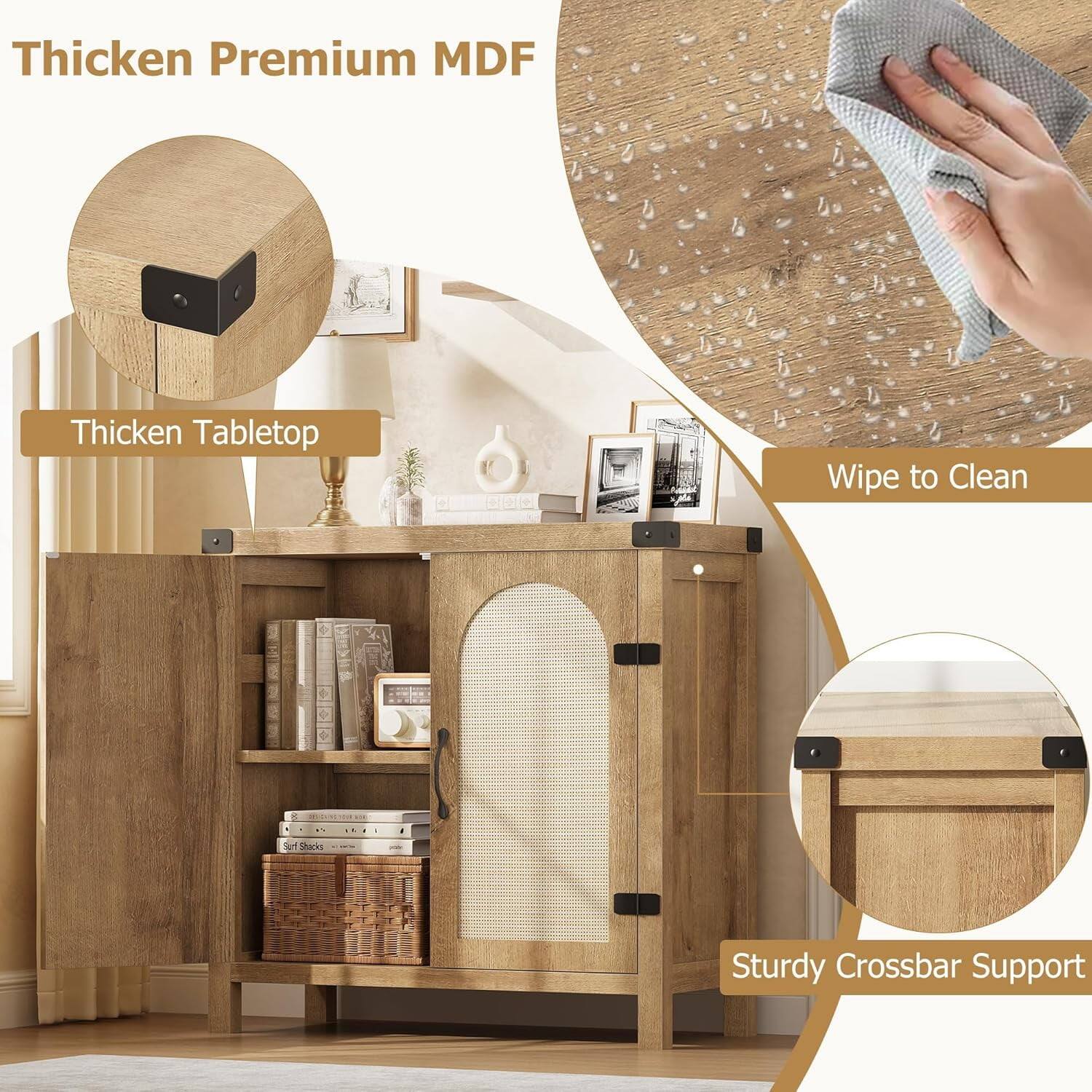 Thicken Premium MDF  
Thicken Tabletop  
Wipe to Clean  
Sturdy Crossbar Support