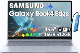 Samsung - Galaxy Book4 Edge - Copilot+ PC - 15.6" LED Laptop - Snapdragon X- 16GB Memory- 512 GB Storage - IST HUB - Sapphire Blue