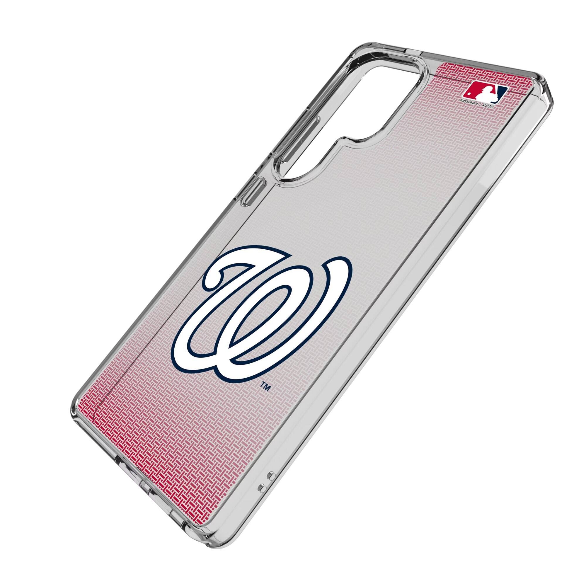 Alt View 1. Keyscaper - Washington Nationals Linen Logo Galaxy Clear Case - S21 Plus - Multicolor.