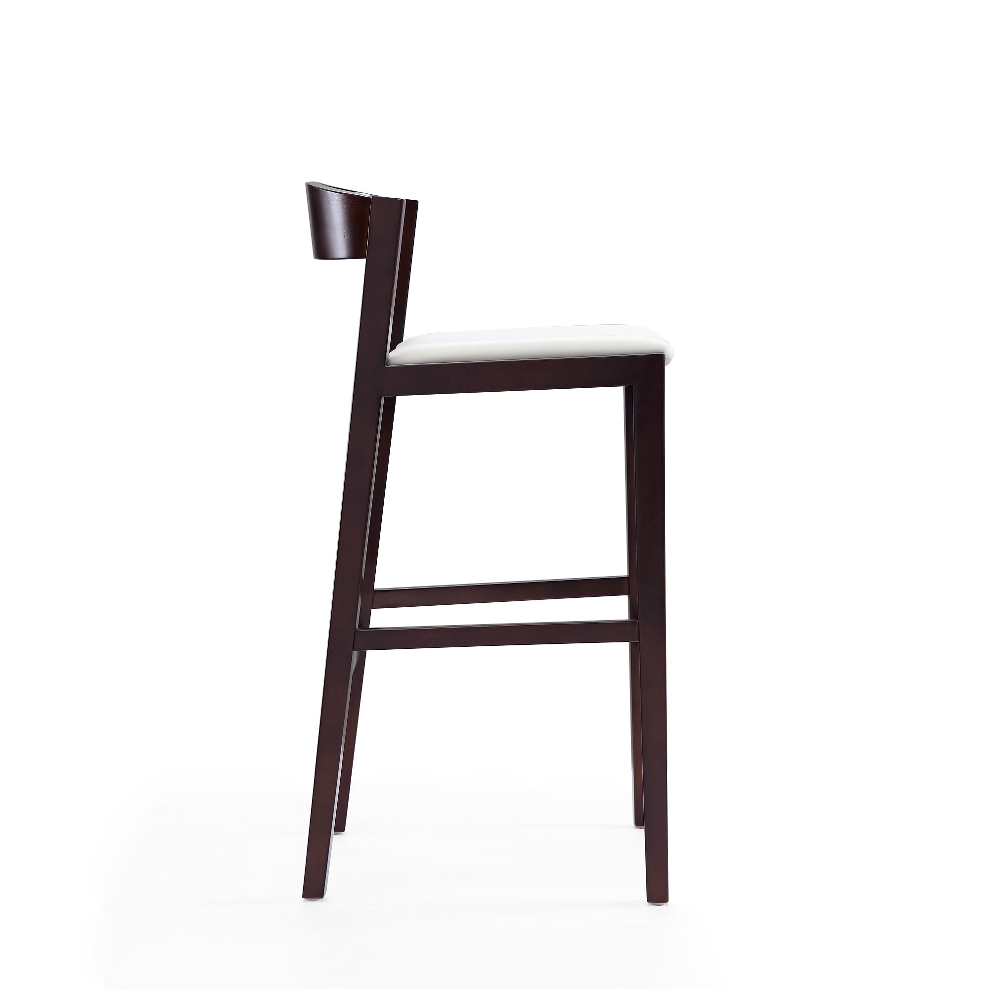 Alt View 2. Manhattan Comfort - Klismos Mid-Century Modern Wood Upholstered Barstool - Set of 2 - Ivory.