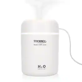 Techko Maid - Mini Portable Fine-Mist Humidifier w/ Colorful LED Night Light - 350ml - White