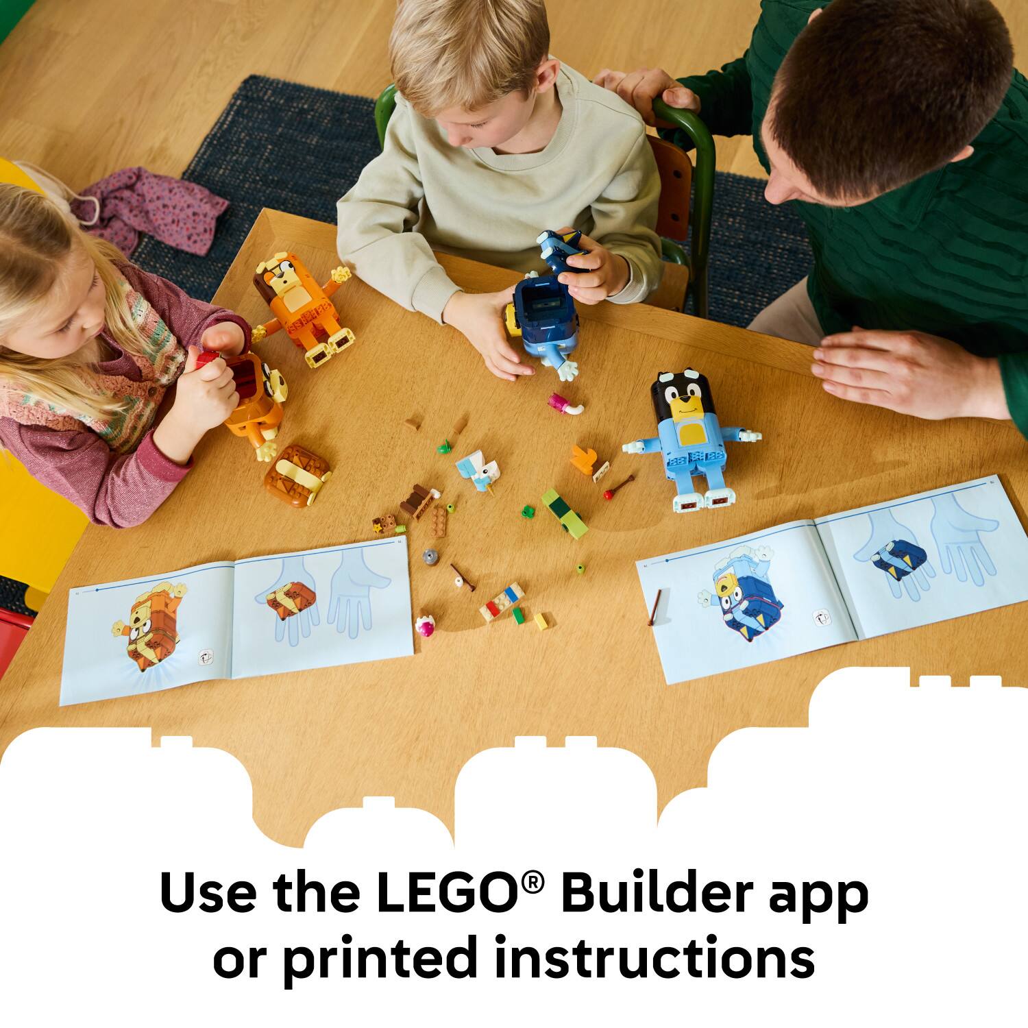 Use the LEGO® Builder app or printed instructions