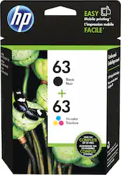 HP - 63 2-Pack Standard Capacity Ink Cartridges - Black/Tri-color - Front_Zoom