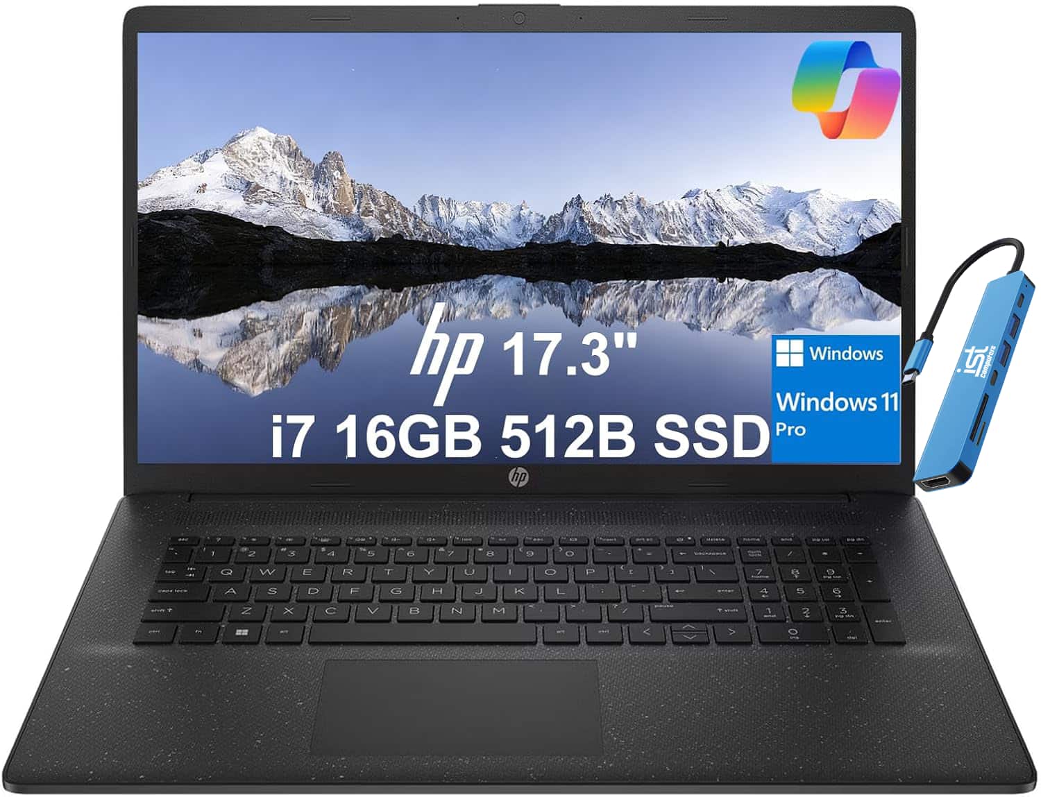 HP - 17 17.3 HD+ Laptop - Intel Core i7 with 16GB Memory - 512GB SSD - Windows 11 Pro - Black