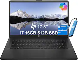HP - 17 17.3 HD+ Laptop - Intel Core i7 with 16GB Memory - 512GB SSD - Windows 11 Pro - Black