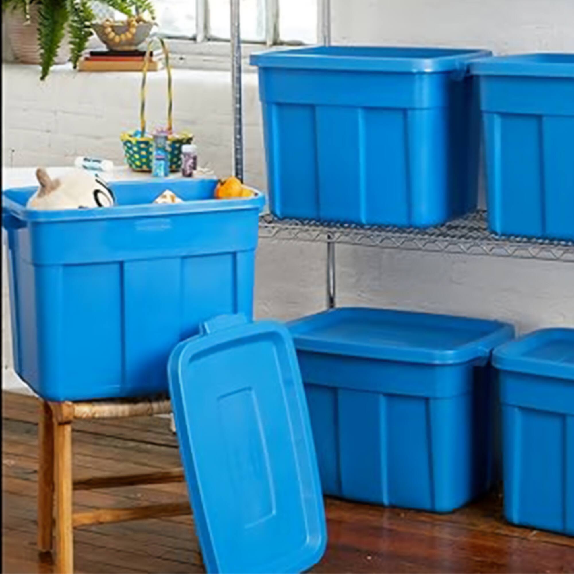 Alt View 5. RubberMaid - Rubbermaid Roughneck Tote 18 Gallon Storage Container, Heritage Blue (6 Pack) - Heritage Blue.