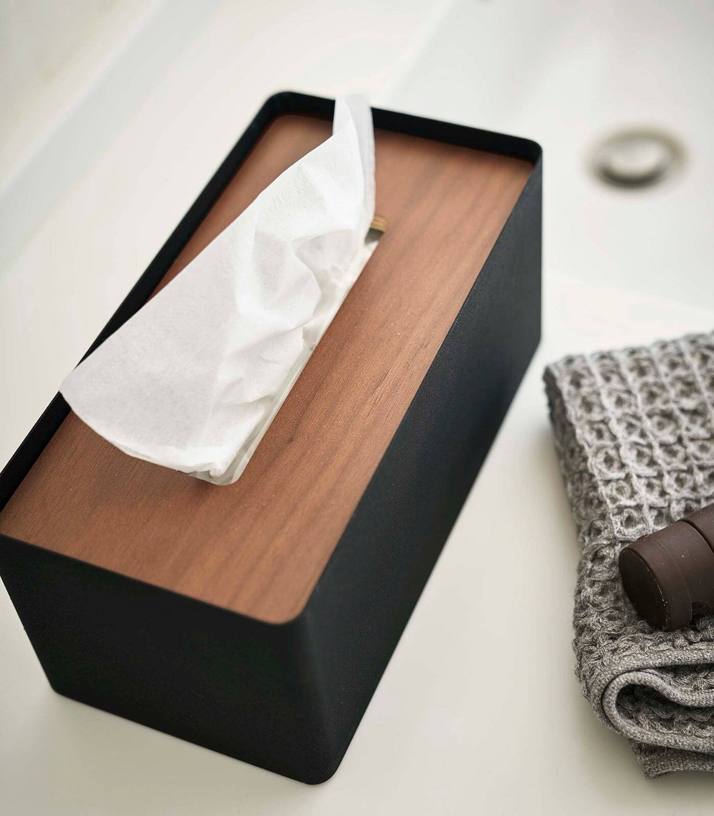 Alt View 7. Yamazaki Home - Tissue Box Cover - Rectangle - Steel - Ash.