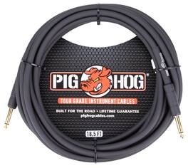 Pig Hog - Tour Grade 18.5 ft Instrument Cable 1/4 Inch to 1/4 Inch Straight Connectors - PH186 - Black