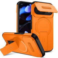 Front. Dteck - for Google Pixel 10 Pro/10 & 9/9 Pro Case,Slide Camera Cover & Hidden Kickstand,Rugged Magnetic Shockproof PC TPU Cover - Orange.