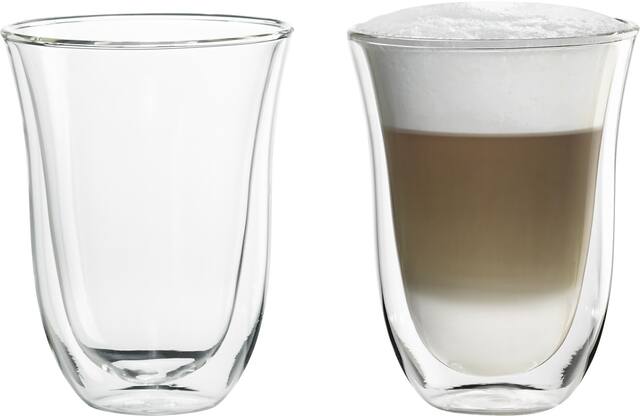 Angle. De'Longhi - 2 Latte Double Wall Thermal Glasses - Glass/Transparent.