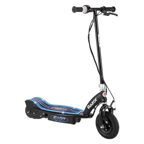 Photo 1 of Razor E100 Glow Electric Scooter for Kids Age 8+, LED Light-Up Deck, 8" Air-filled Front Tire, Up to 40 min Continuous Ride Time