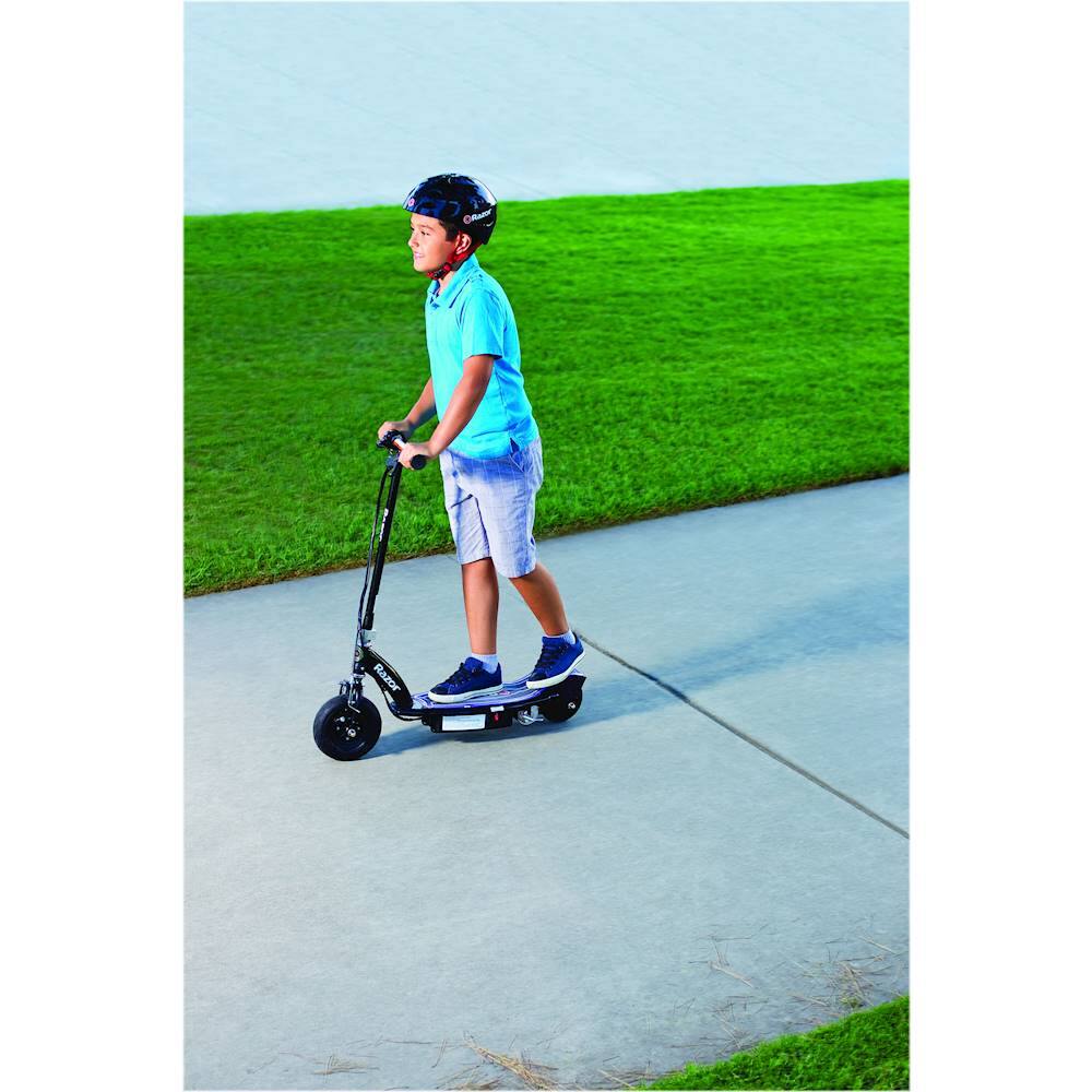 Alt View 14. Razor - E100 Glow Electric Scooter w/10 mph Max Speed - Black/Blue.