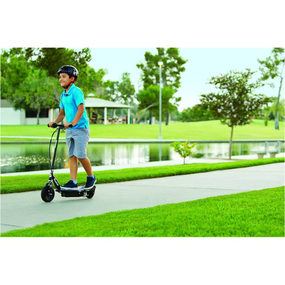 Alt View 15. Razor - E100 Glow Electric Scooter w/10 mph Max Speed - Black/Blue.