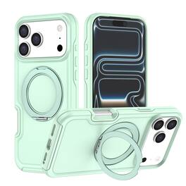 Dteck - for Apple iPhone 17 Pro Max Rugged Shockproof Case,Heavy Duty Dual Layer Protective Cover with 360 Ring Kickstand - Jadegreen