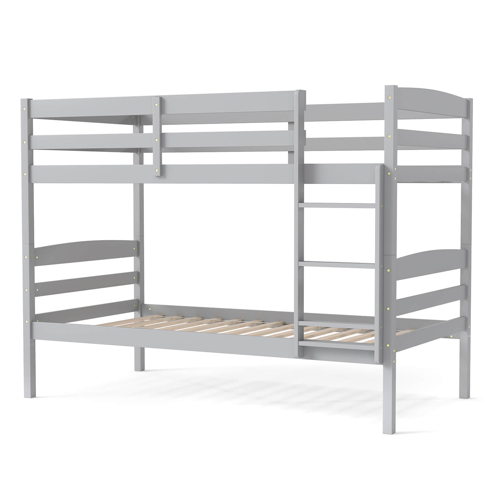 Alt View 8. Gymax - Gymax Twin Over Twin Bunk Bed Wooden Convertible Into 2 Beds High Guardrails Espresso - Gray.