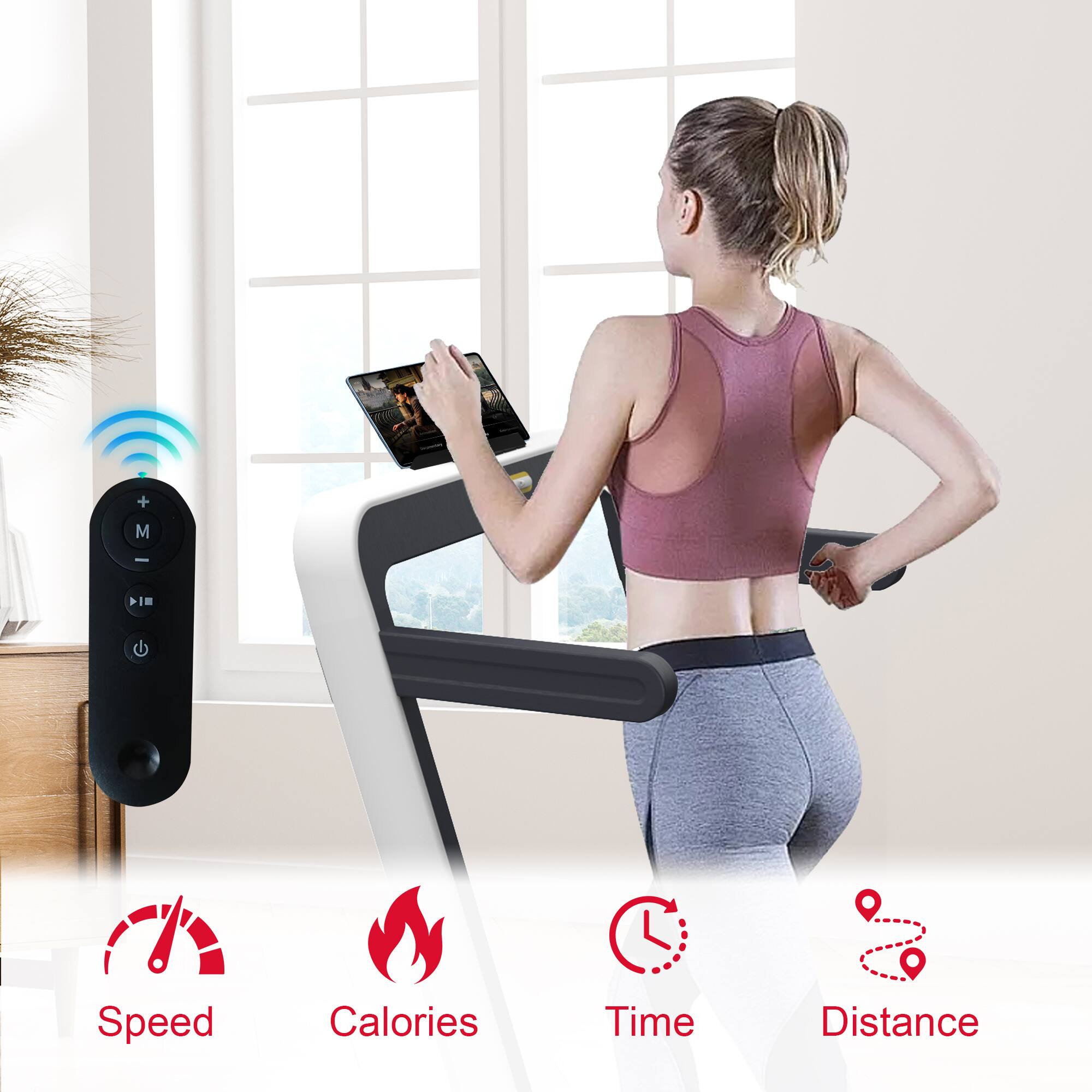 + M  
Speed  
Calories  
Time  
Distance