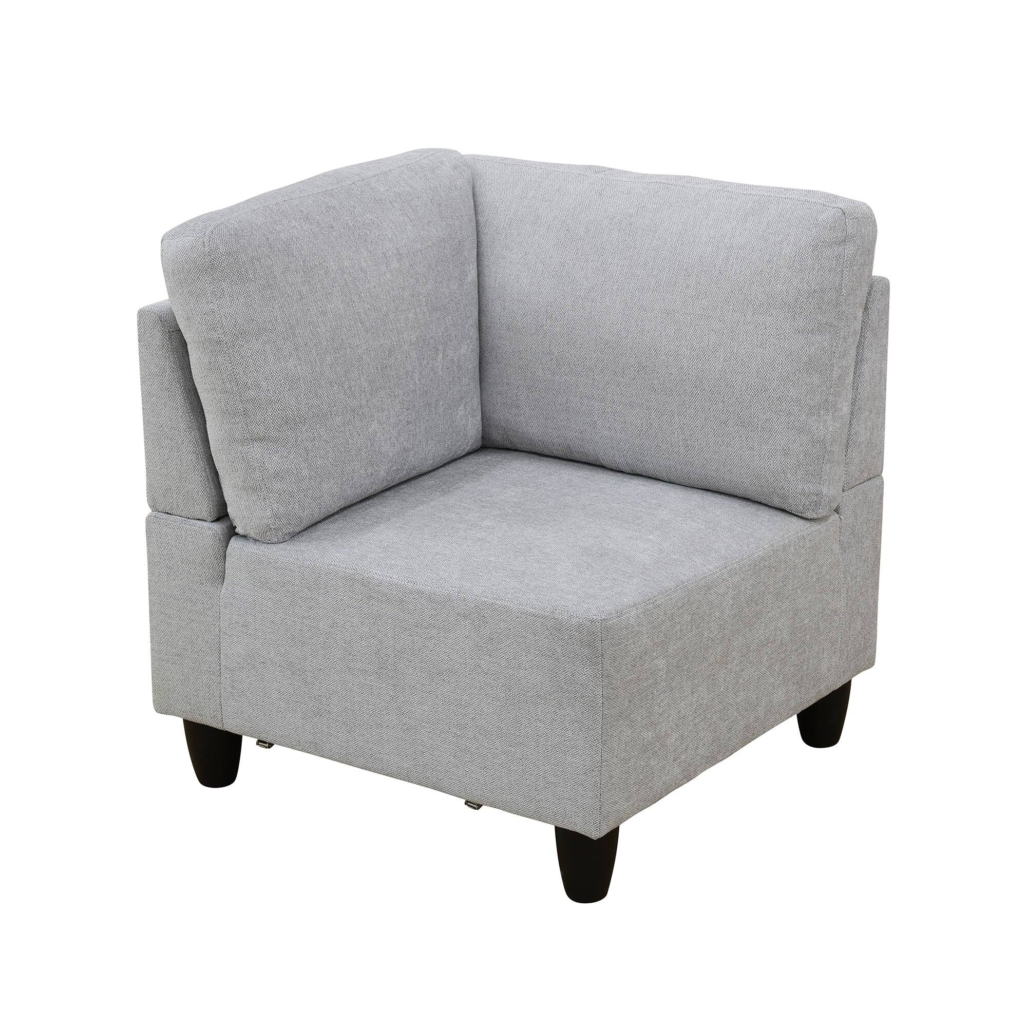Alt View 7. Boyel Living - 8 Piece Modular Corduroy Sofa Set Movable DIY Sectional - Light Gray.