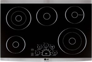 LG - STUDIO 30" Built-In Electric Cooktop with 5 Elements, Hot Surface Indicator and Warming Zone - Stainless steel - Front_Zoom