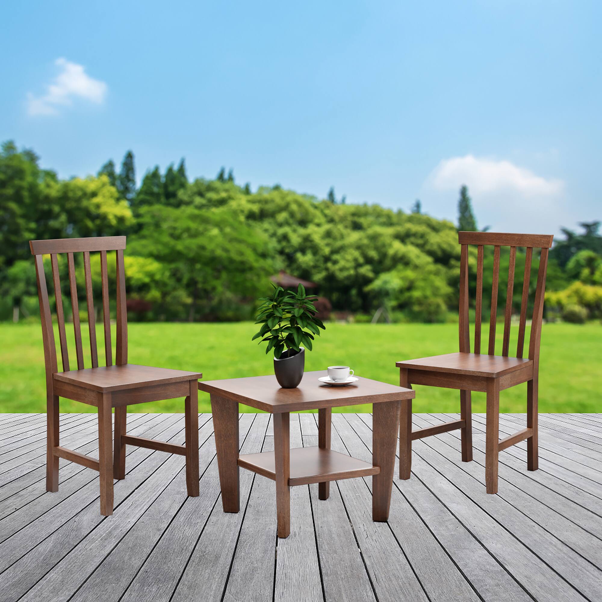 Alt View 4. Costway - Costway Set of 2 Dining Chair Kitchen Spindle Back Side Chair with Solid Wooden Legs - Walnut.