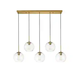 Living District - Baxter 5 Lights Brass Pendant With Clear Glass - Brass And Clear