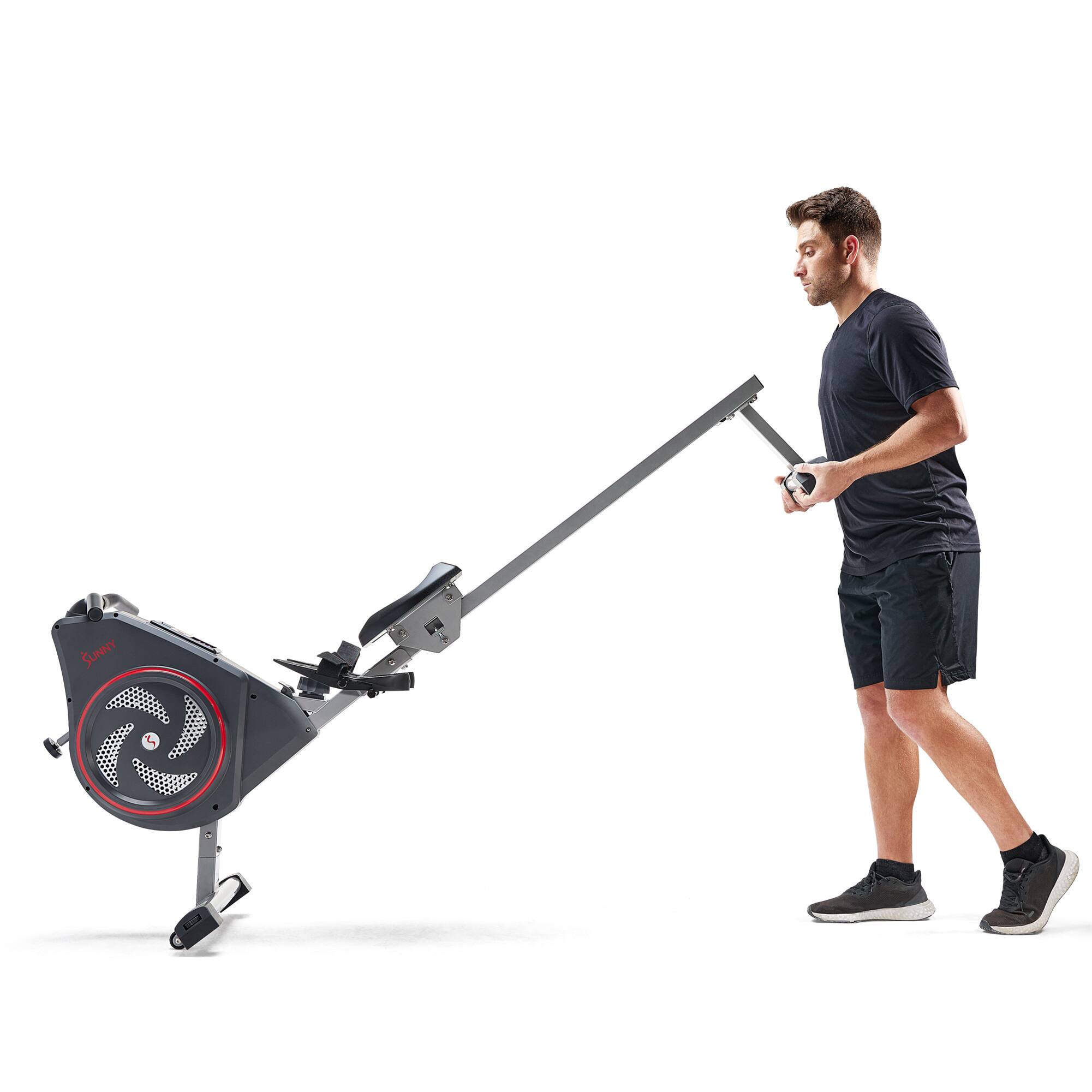 Alt View 6. Sunny Health & Fitness - Smart Premium Air and Magnetic Resistance Exercise Rowing Machine - Grey.