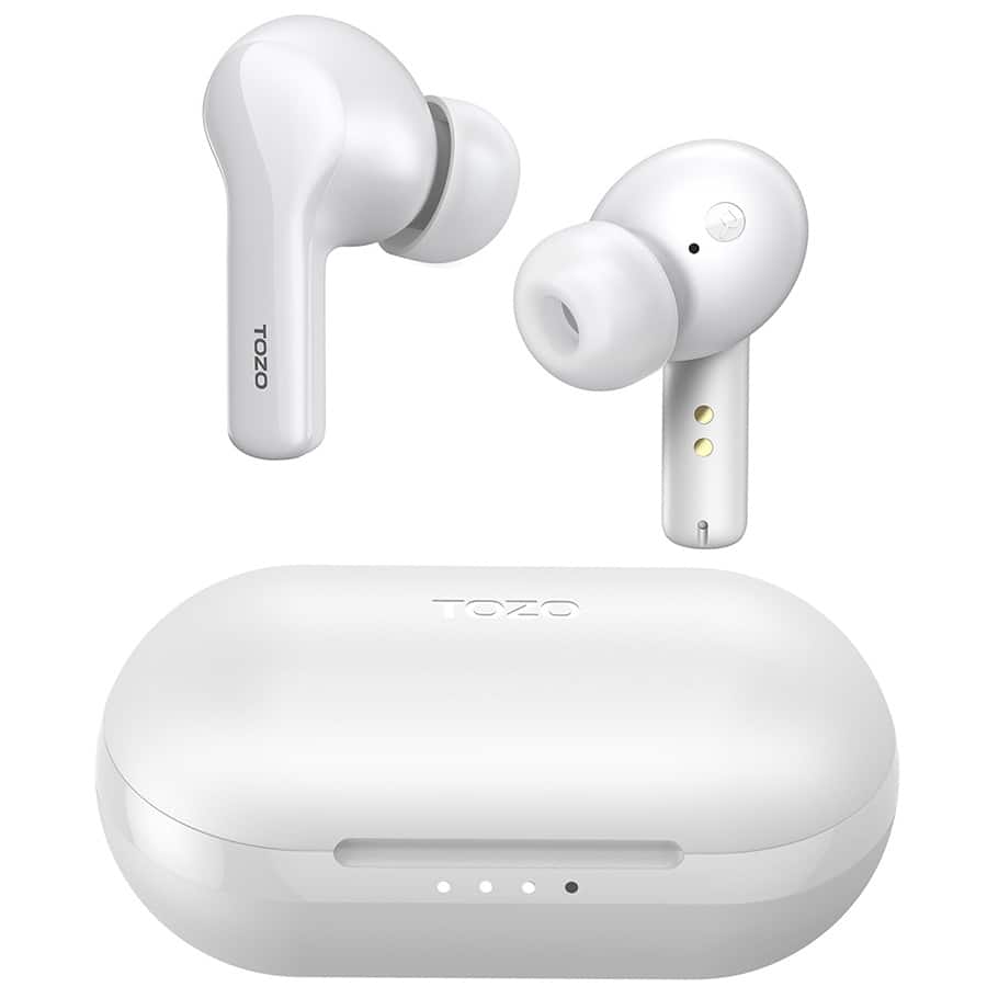 TOZO - A2 Mini Wireless Earbuds, Bluetooth 5.3, Lightweight, Built-in Mic, IPX5, Premium Sound, Charging Case - White