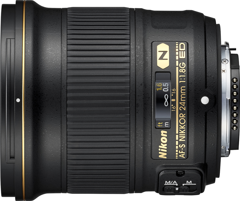 Left View: Nikkor AF-S 28mm f/1.4 E ED Wide-Angle Lens for Nikon D3 - Black
