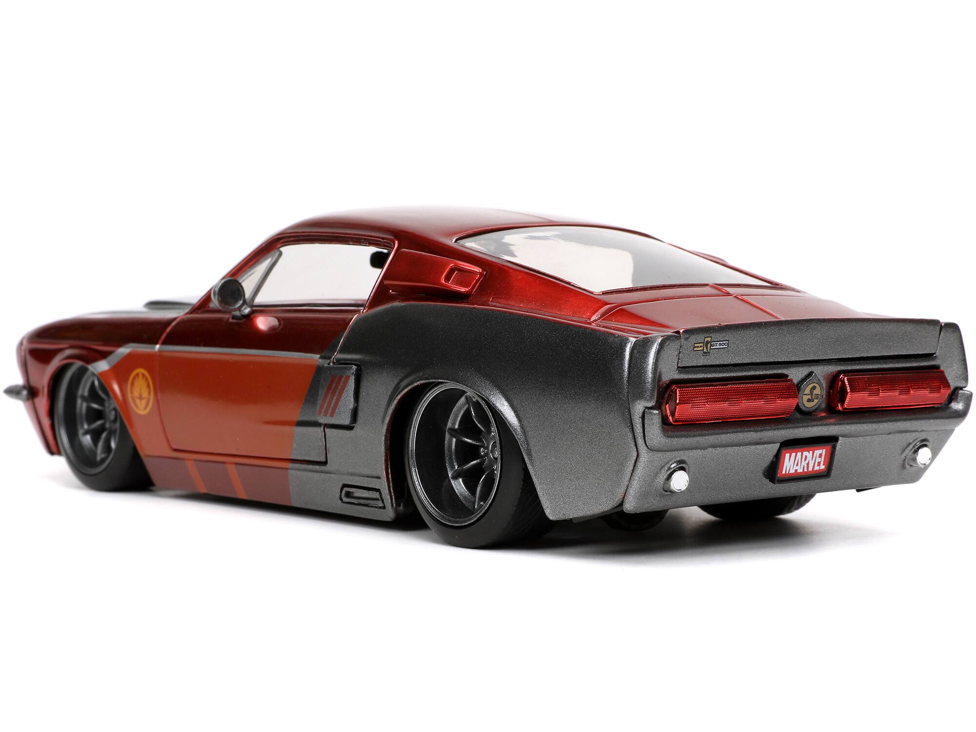 Alt View 4. Jada - 1967 Ford Mustang Shelby GT-500 Red & Gray & Star-Lord Figurine "Guardians of the Galaxy" 1/24 Model Car by Jada.