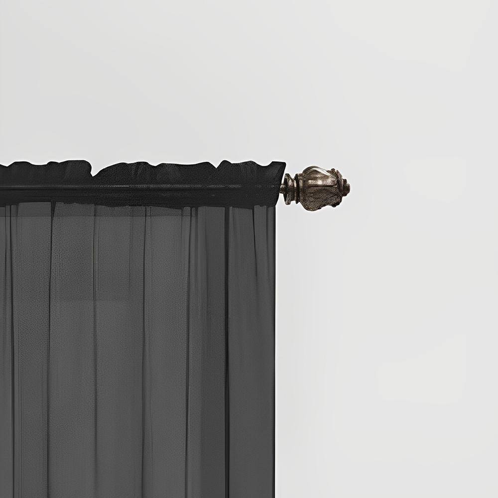Angle. RT Designers Collection - RT Designers Collection Celine Sheer 55 x 90 in. Rod Pocket Curtain Panel Black - Black.