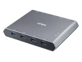 Aten Technology - 2-Port 4K DisplayPort USB-C KVM Dock Switch with Power Pass-through (US3311) - Gray