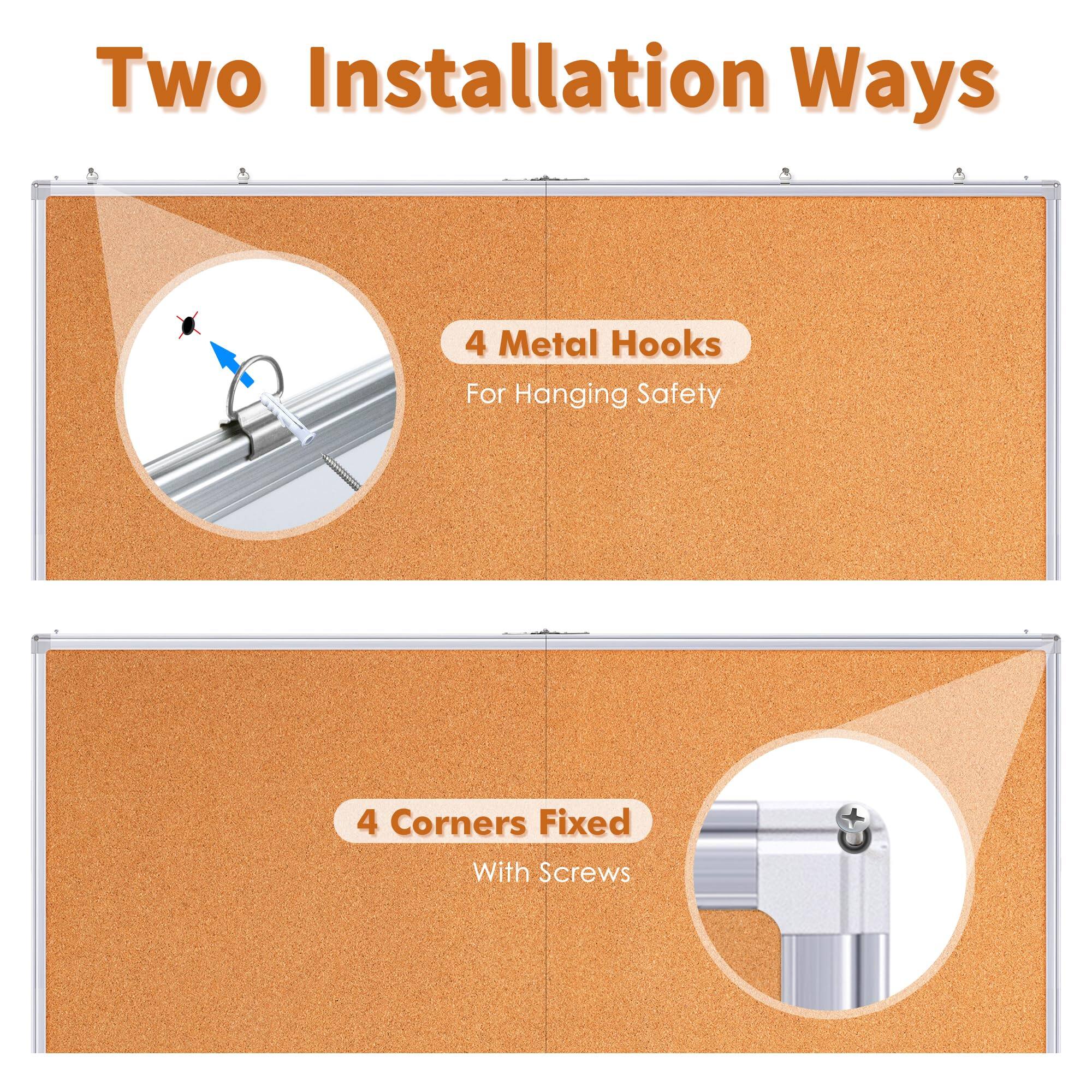 Two Installation Ways

4 Metal Hooks For Hanging Safety

4 Corners Fixed With Screws