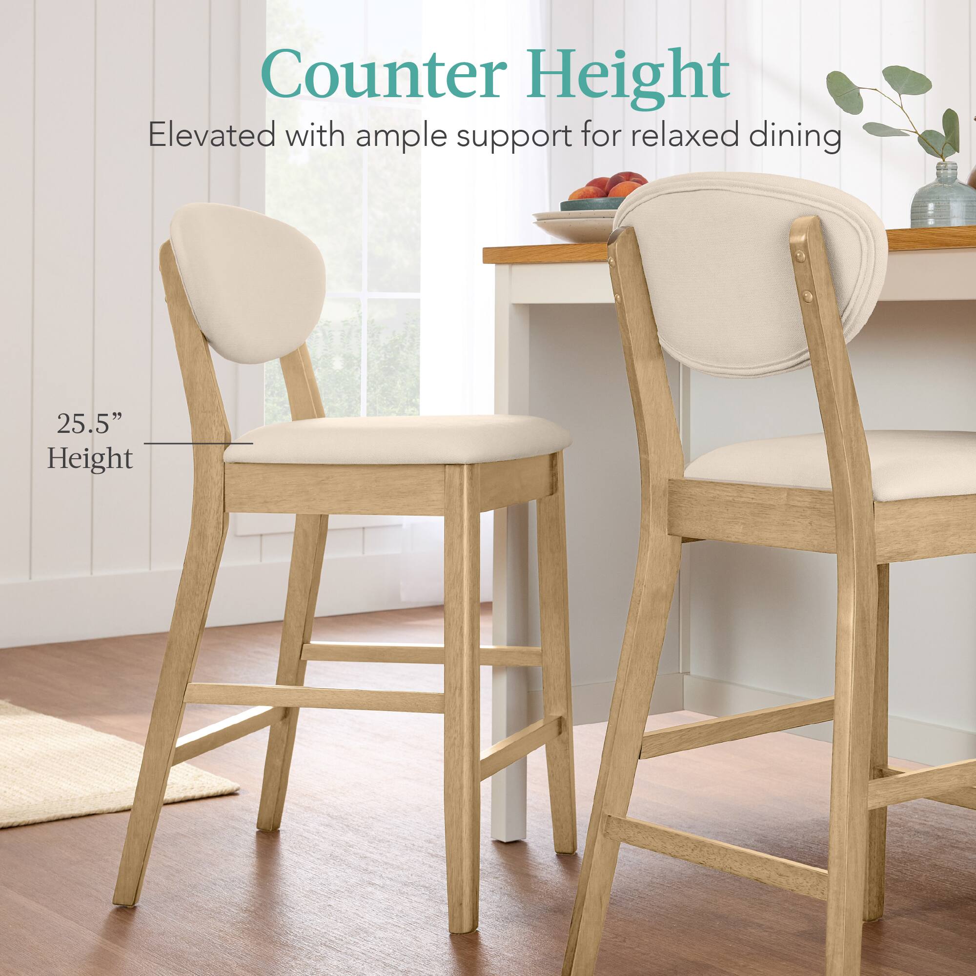 Counter Height  
Elevated with ample support for relaxed dining  
25.5" Height