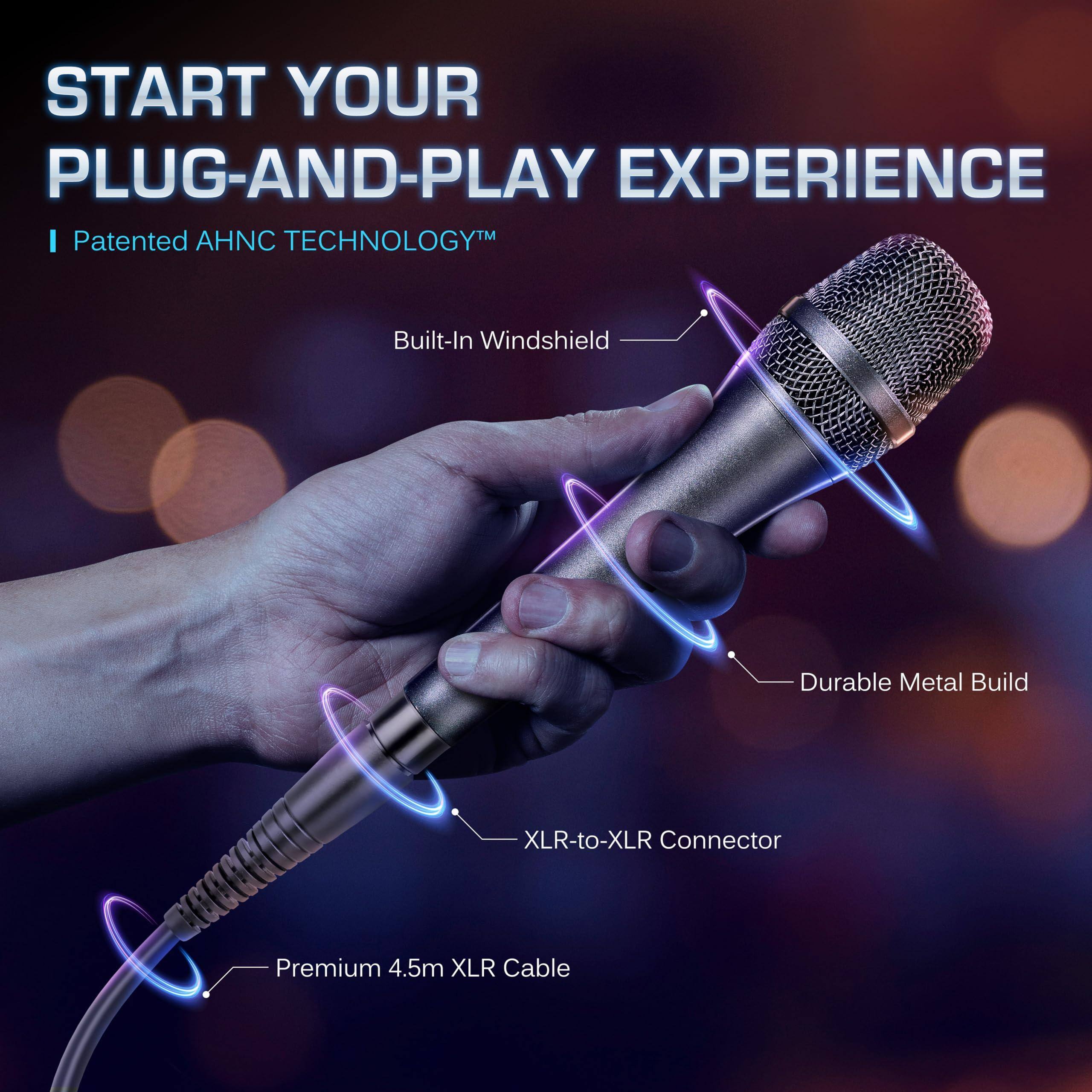 START YOUR PLUG-AND-PLAY EXPERIENCE

- Patented AHNC TECHNOLOGY™
- Built-In Windshield
- Durable Metal Build
- XLR-to-XLR Connector
- Premium 4.5m XLR Cable