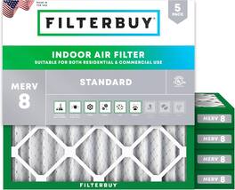 Filterbuy - 18x18x2 MERV 8 Dust & Allergy Defense, Electrostatic Pleated HVAC AC Furnace Air Filters Replacement (5-Pack) - Silver