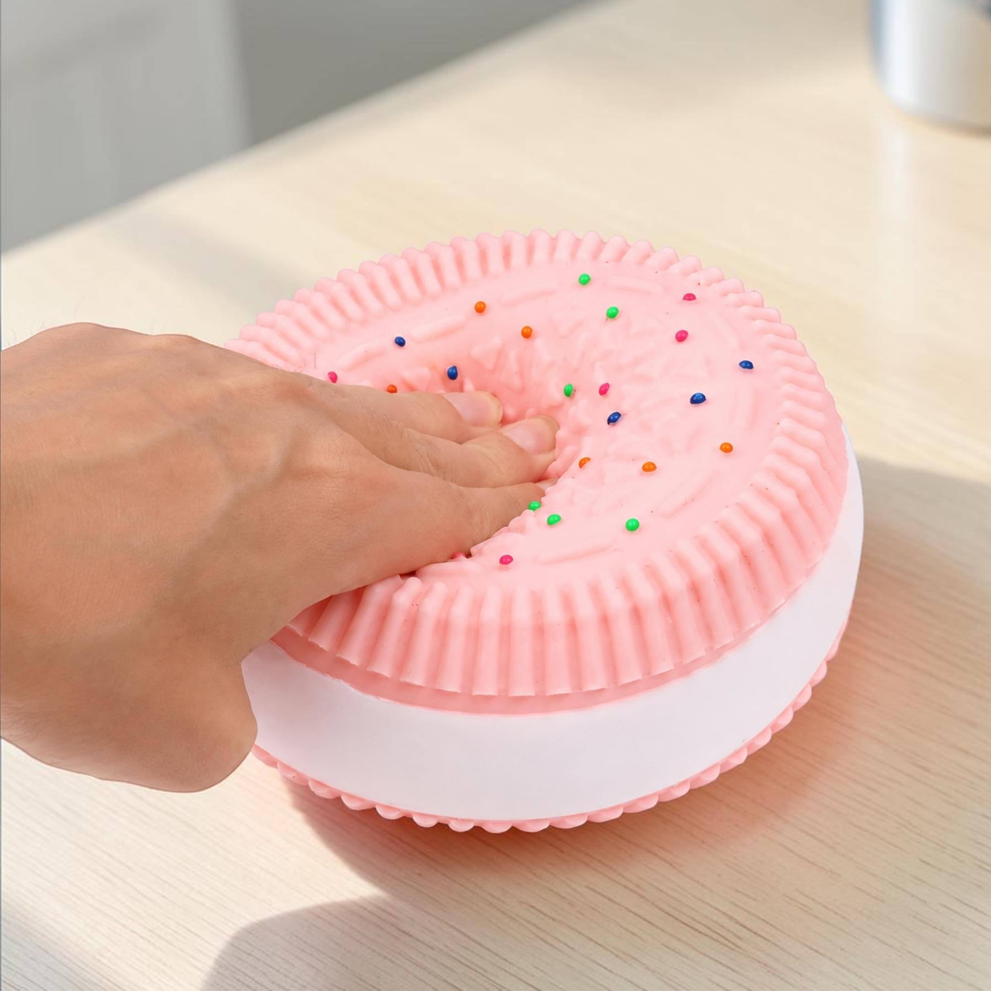 Alt View 2. Puka Creations - Jumbo Cookie 5-Inch Squishy Stress Reliever | Pink - Pink.