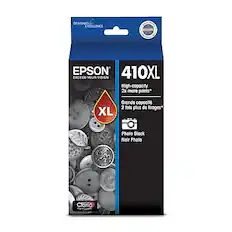 DESIGNED EXCELLENCE
EPSON
410XL
EXCEED YOUR VISION
High-capacity
2x more prints*
Grande capacité
2 fois plus d'impressions*
Photo Black
Noir Photo
Claria
*Based on Epson's internal testing. Actual results may vary.