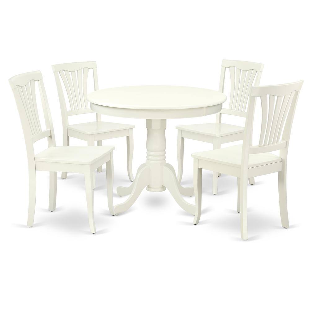 Back. East West Furniture - Dining Room Set Linen White - Brown.