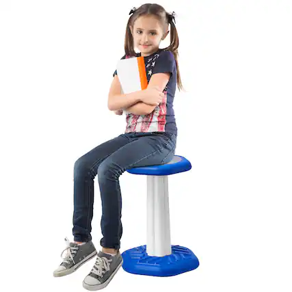 Front. VEVOR - Kids Wobble Chair, Active Chair with Sponge Cushion, Wobble Stool Improves Focus, Posture and Calm Children, Age 7-14 - Blue.