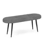 Front. Costway - 47" Upholstered Entryway Bench with Padded Seat & Heavy-duty Metal Frame - Gray.