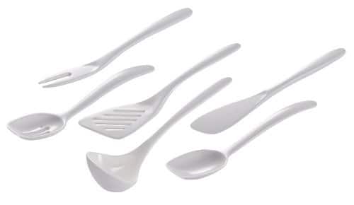 Hutzler - 6 Piece Melamine Mini 7.5 Inch Cooking Utensil Set - White