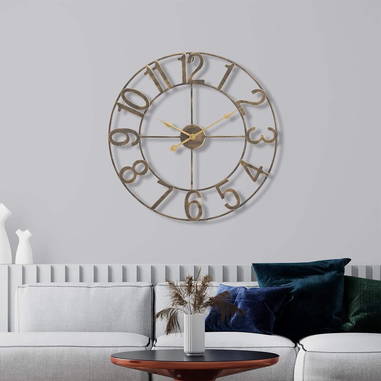 Sorbus - Large Wall Clock for Living Room Decor - Wall Clock for Kitchen - 32 inch Big-Battery Operated Analog Clock - Bronze