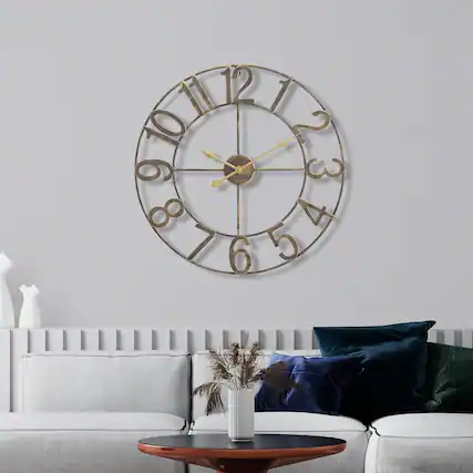 Front. Sorbus - Sorbus Large Wall Clock for Living Room Decor - Wall Clock for Kitchen - 32 inch Big-Battery Operated Analog Clock - Bronze.